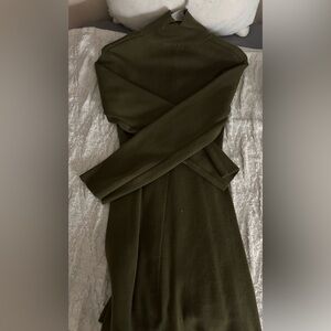 H&M Green Off the Shoulder Long Sleeve Sheath Dress